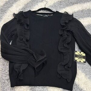 NWT Cliché Elegant Black Ruffled Women's Top sz M